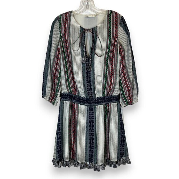 Alice and Olivia Mini Dress Boho Embroidered Tassels 4 - Picture 11 of 11